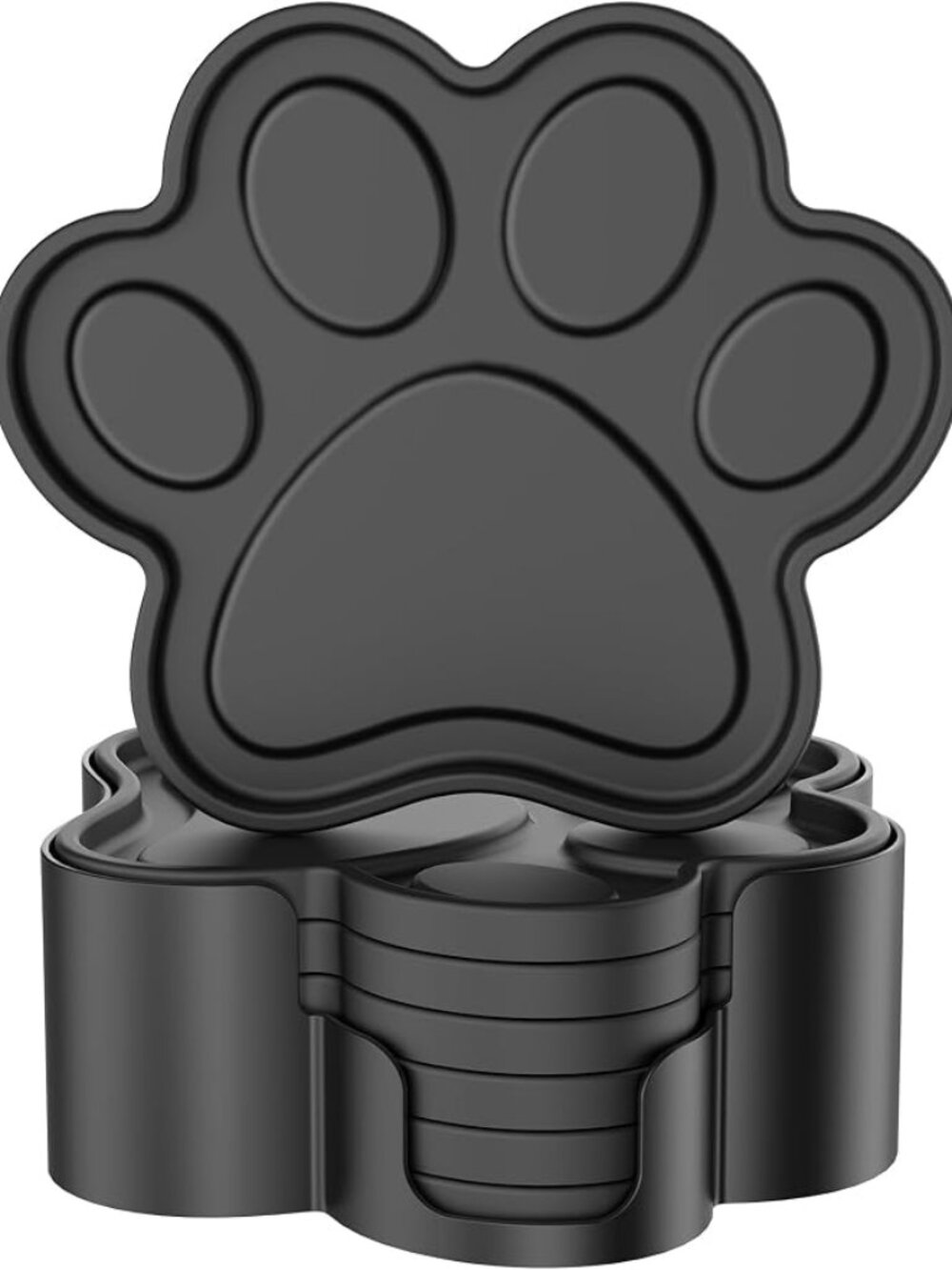 Silicone Coasters 6 Pack Paw Cup Mat with Holder Dog Cat‎ Paw Shape for